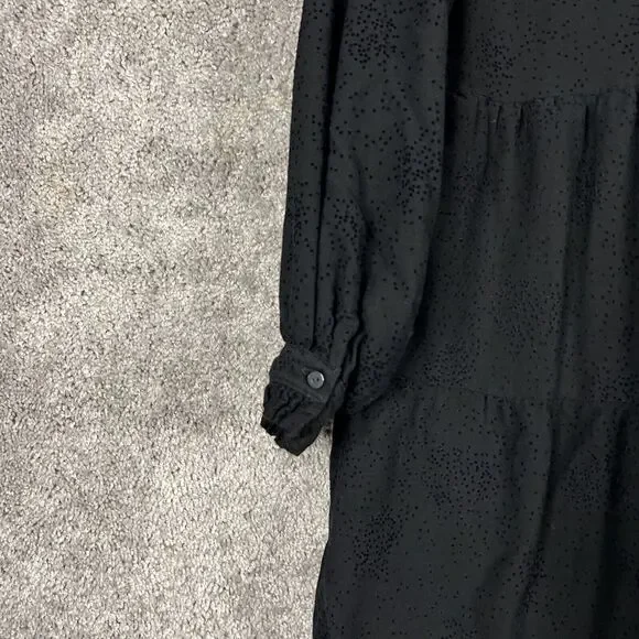 Zara Dress Womens Medium Black Dot Tiered Long Sleeve Tie Front Neck - Picture 6 of 12